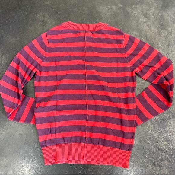 Pact Red and Purple Striped Crew Neck Sweater - Picture 2 of 10